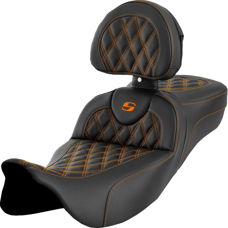 Saddlemen Asiento Roadsofa Extended Reach Lattice Stitch para Harley