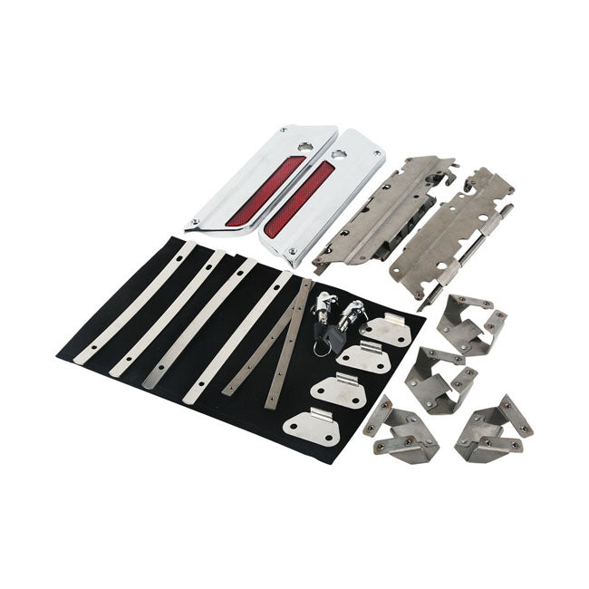 MCS Kit de herrajes para cierre y bloqueo de la tapa de la alforja para Harley