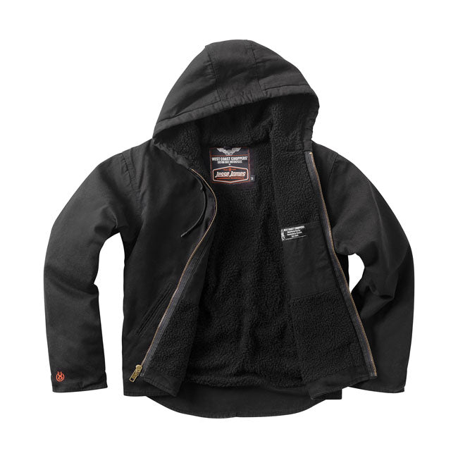 West Coast Choppers Chaqueta de trabajo de lona con forro de sherpa