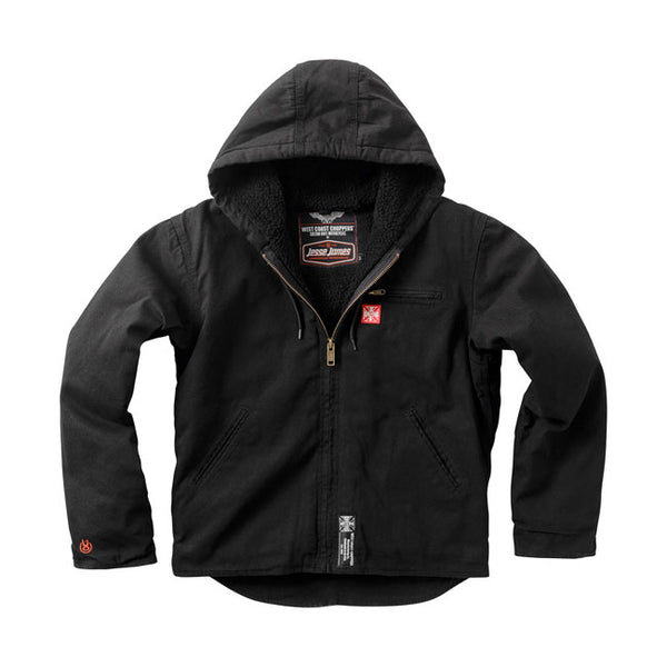 West Coast Choppers Chaqueta de trabajo de lona con forro de sherpa