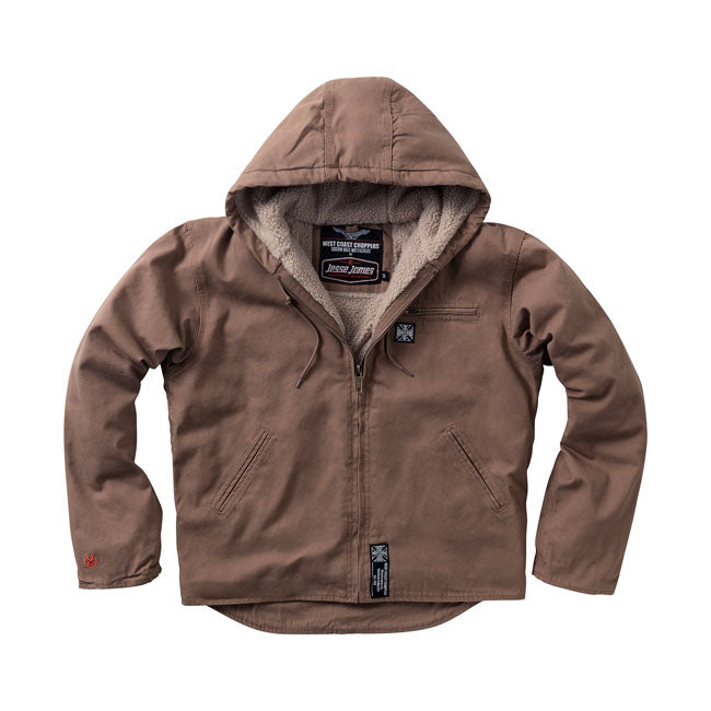 West Coast Choppers Chaqueta de trabajo de lona con forro de sherpa