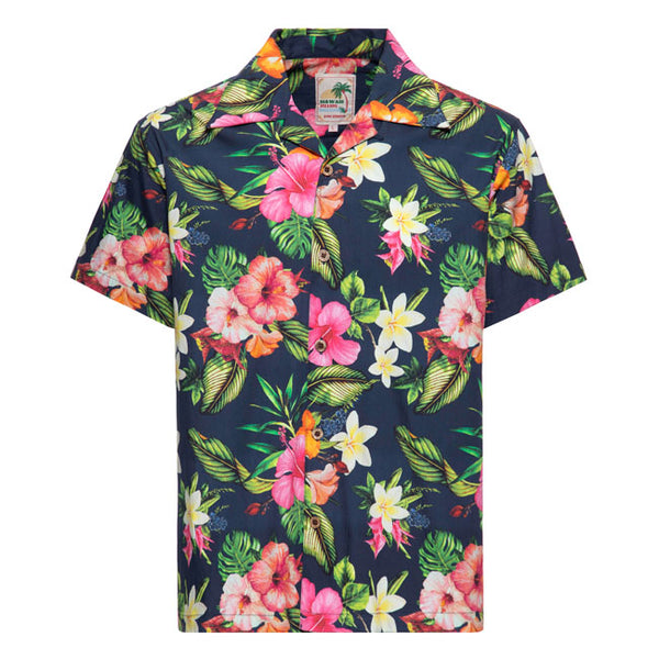 King Kerosin Camisa Tropcial Flowers Hawaii