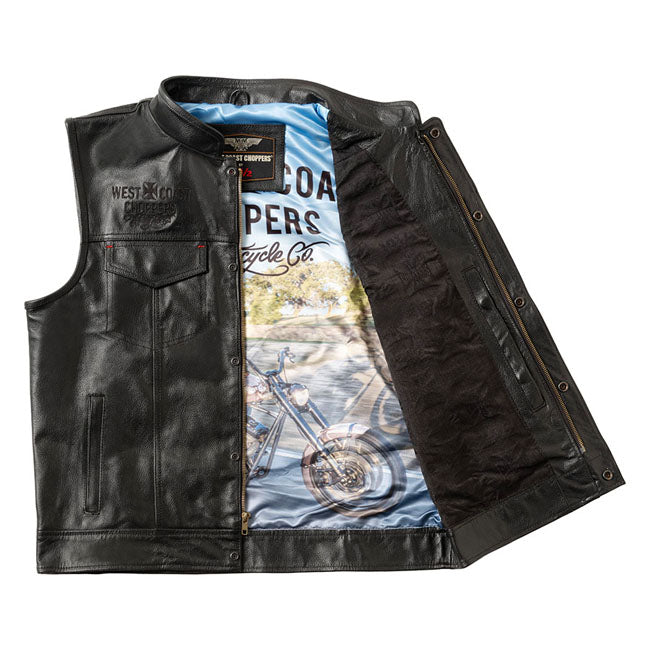 West Coast Choppers x 13 1/2 Dominator chaleco de cuero de la motocicleta