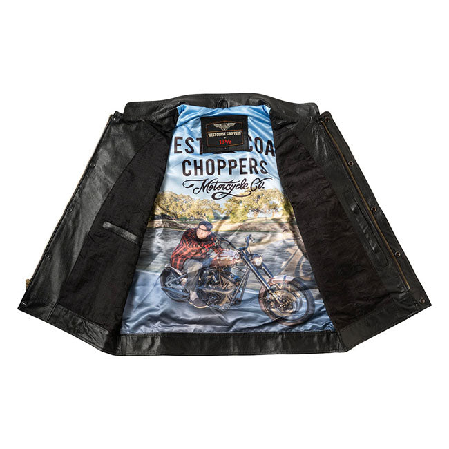 West Coast Choppers x 13 1/2 Dominator chaleco de cuero de la motocicleta