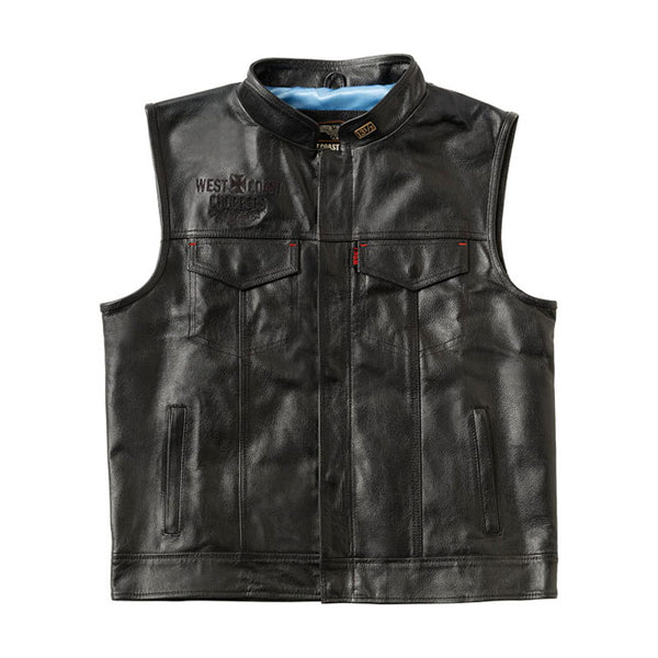 West Coast Choppers x 13 1/2 Dominator chaleco de cuero de la motocicleta