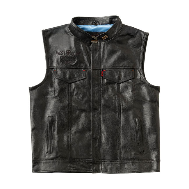 West Coast Choppers x 13 1/2 Dominator chaleco de cuero de la motocicleta