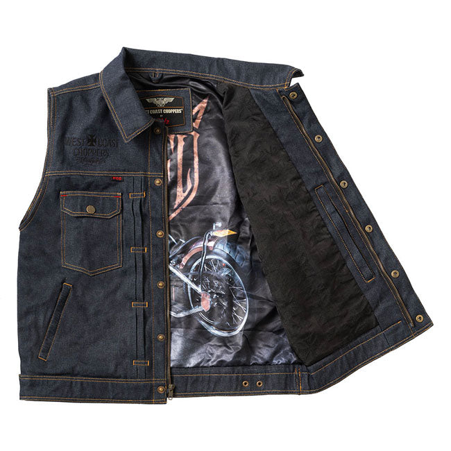 West Coast Choppers x 13 1/2 Dominator RAW Denim Moto Chaleco
