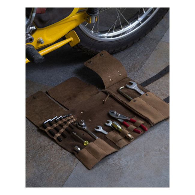 Rollito de herramientas de cuero para motocicleta Trip Machine