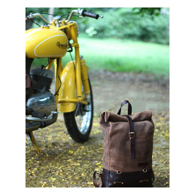 Trip Machine Vintage Leather 15L Alforja / Mochila para motocicleta
