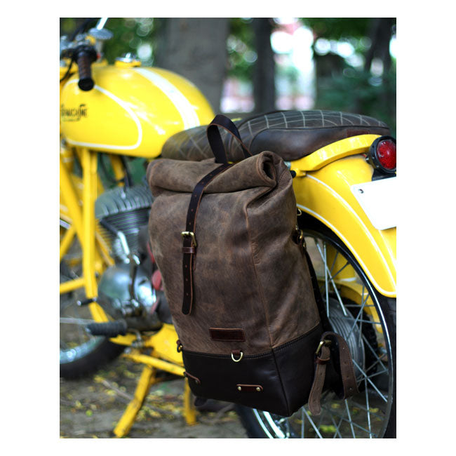 Trip Machine Vintage Leather 15L Alforja / Mochila para motocicleta