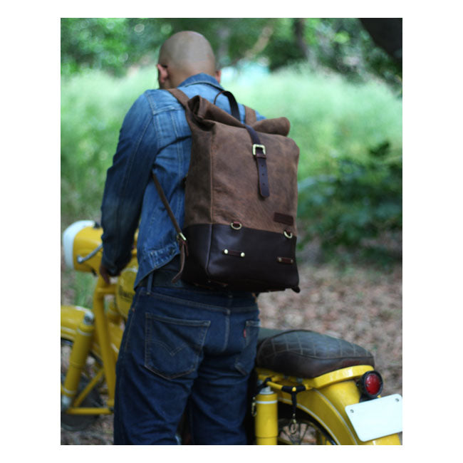 Trip Machine Vintage Leather 15L Alforja / Mochila para motocicleta