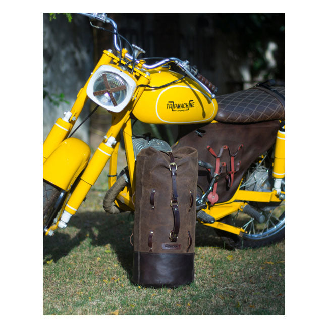 Bolsa de viaje vintage de cuero militar para motocicleta Trip Machine