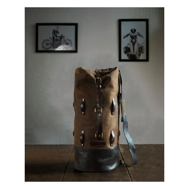 Bolsa de viaje vintage de cuero militar para motocicleta Trip Machine