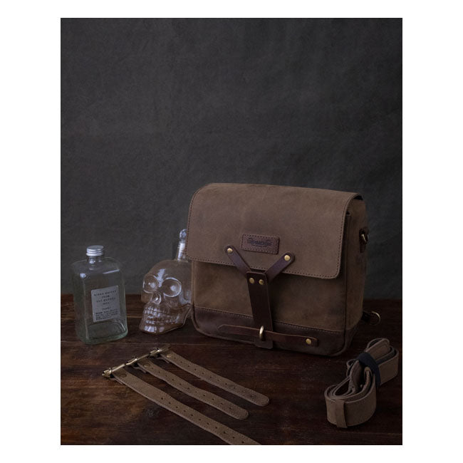 Bolso mensajero de cuero vintage para motocicleta Trip Machine
