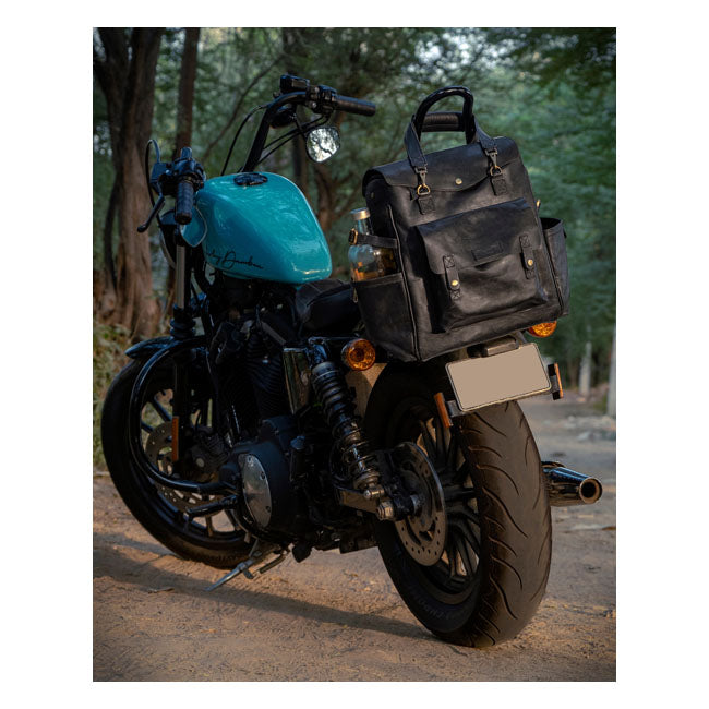 Trip Machine Vintage Leather Outlander Maleta lateral / mochila para motocicleta