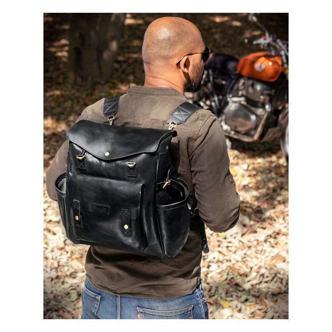 Trip Machine Vintage Leather Outlander Maleta lateral / mochila para motocicleta