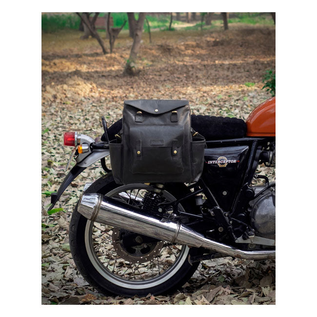 Trip Machine Vintage Leather Outlander Maleta lateral / mochila para motocicleta