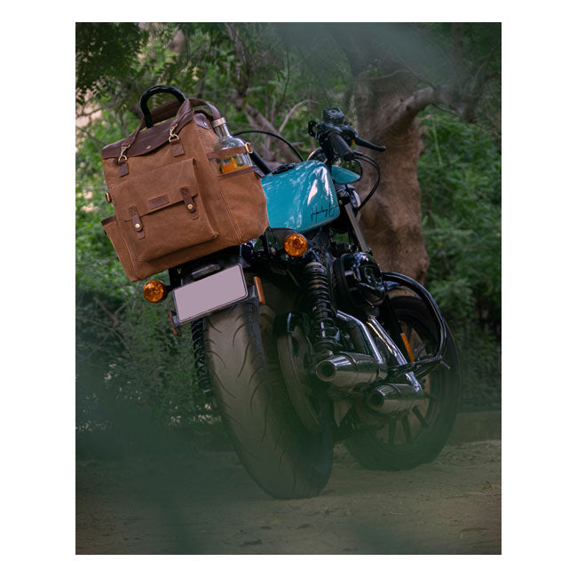 Trip Machine Vintage Leather Outlander Maleta lateral / mochila para motocicleta