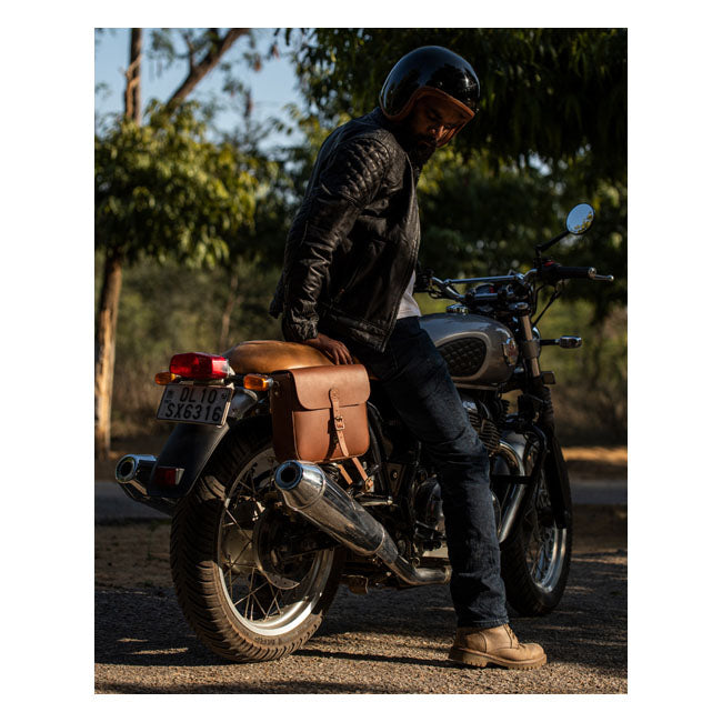 Alforja clásica de cuero para motocicleta Trip Machine
