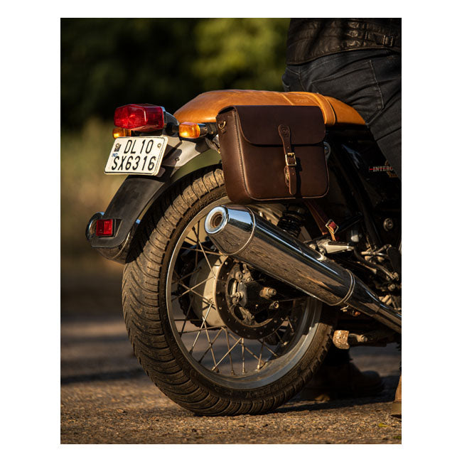 Alforja clásica de cuero para motocicleta Trip Machine