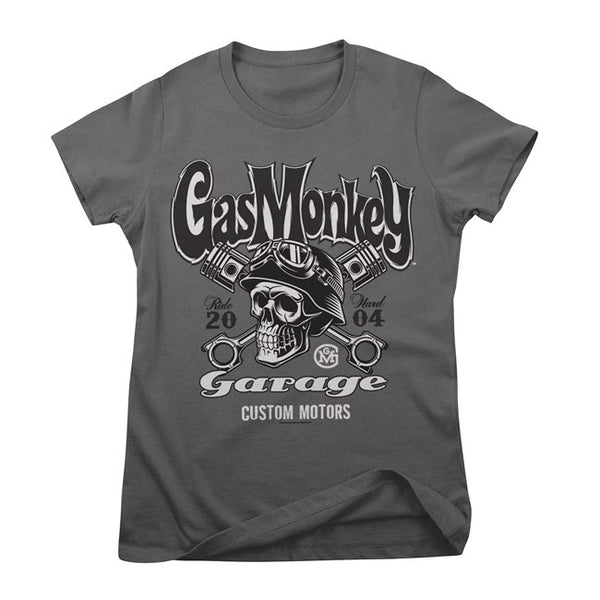 Camiseta Gas Monkey Garage Custom Motors Skull para mujer