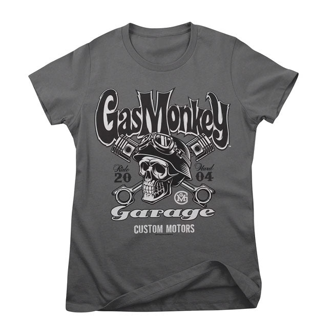 Camiseta Gas Monkey Garage Custom Motors Skull para mujer