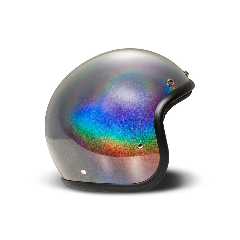 DMD Casco de moto abierto retro metalizado