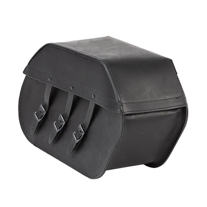 Ledrie Juego de alforjas rígidas reforzadas de cuero con múltiples hebillas para motocicleta, 40 l.