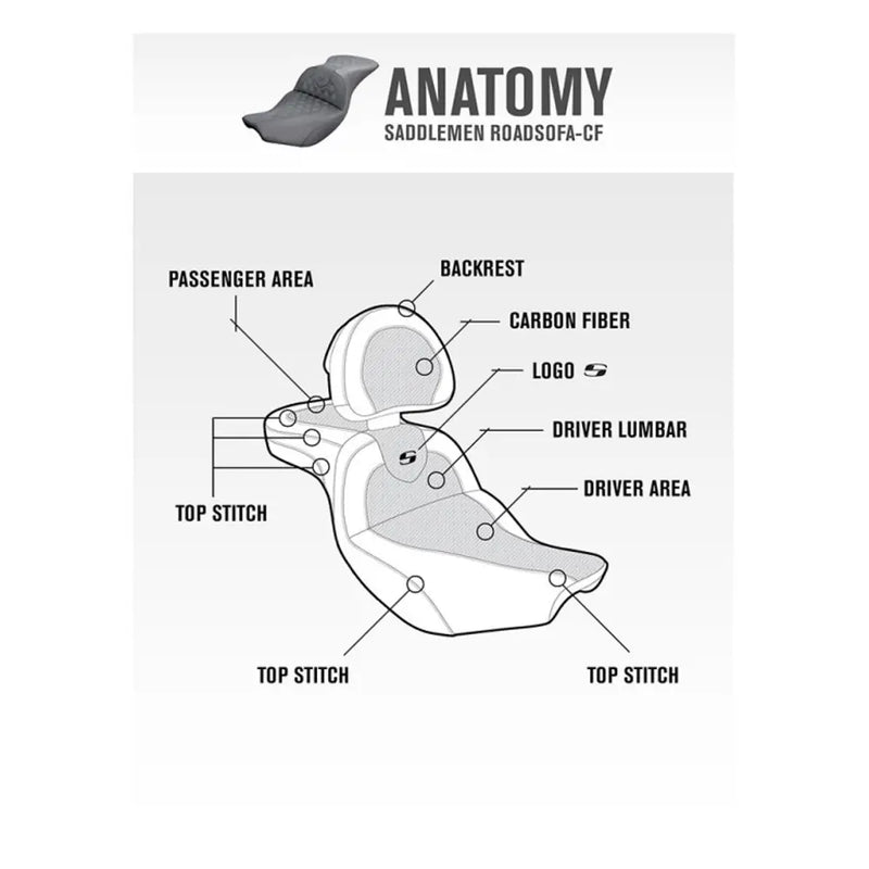 Saddlemen Asiento Roadsofa Extended Reach Plain para Harley