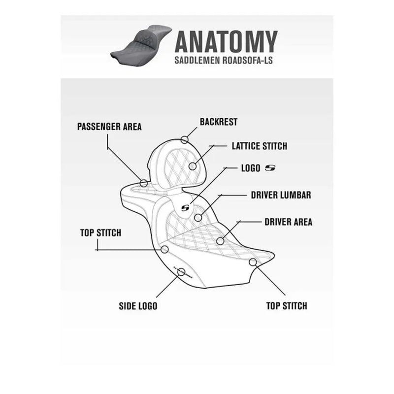 Saddlemen Asiento Roadsofa Tuck-n-Roll para Harley