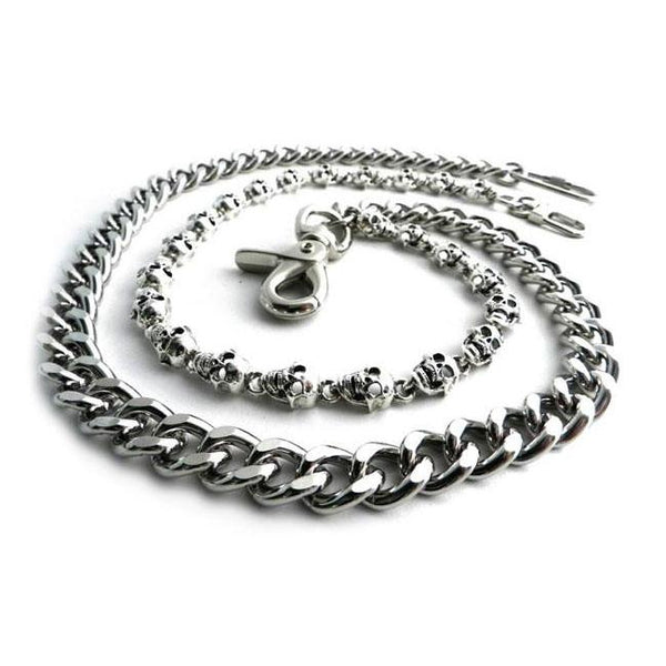 Amigaz Pewter Skull & Cut Leash Wallet Chain