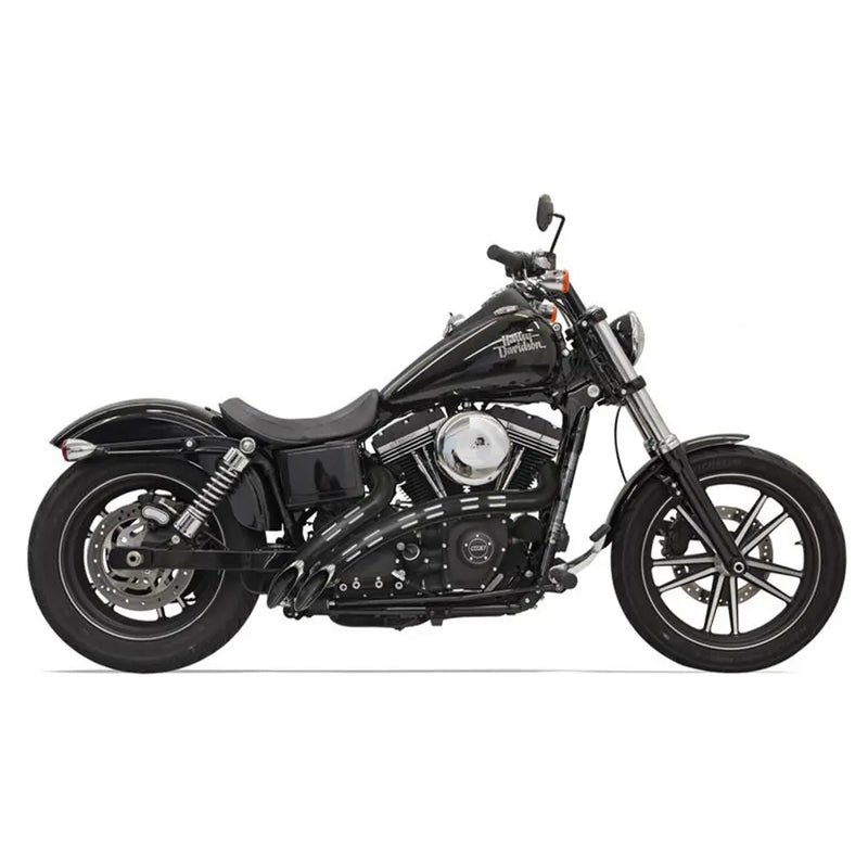 Bassani Sweeper Radial Exhaust System for Harley 91-17 Dyna / Chrome with black slotted heat shields  - Customhoj