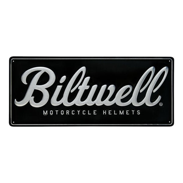 Biltwell Script Shop Sign Black/Aluminum - Customhoj