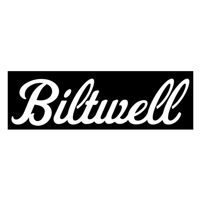 Biltwell Script Sticker Black 6" 6" / White