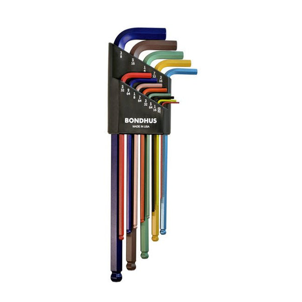 Bondhus ColorGuard Allen Head/Ball End Long Wrench Set US Sizes