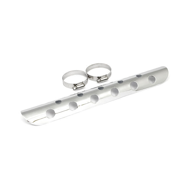 Bullet Hole Universal Motorcycle Exhaust Heat Shield Chrome / 1 3/4" (4.4cm) / 14" (35.5cm)  - Customhoj