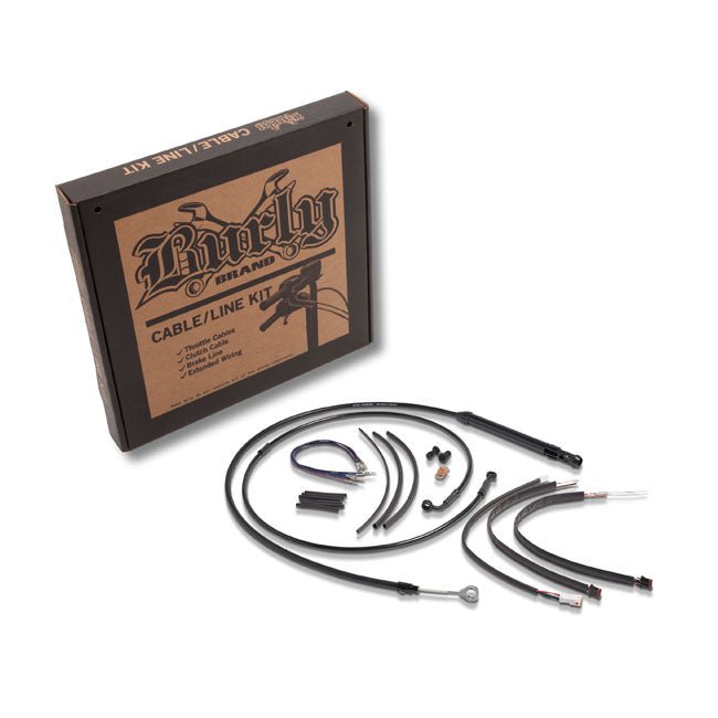 Burly Apehanger Cable/Line Kit for Softail 18-20 FLDE; 18-20 FLFB; 18-21 FLFBS; 18-21 FLHC; 18-21 FLHCS; 18-21 FLSL. (ABS models) / Black / 16"