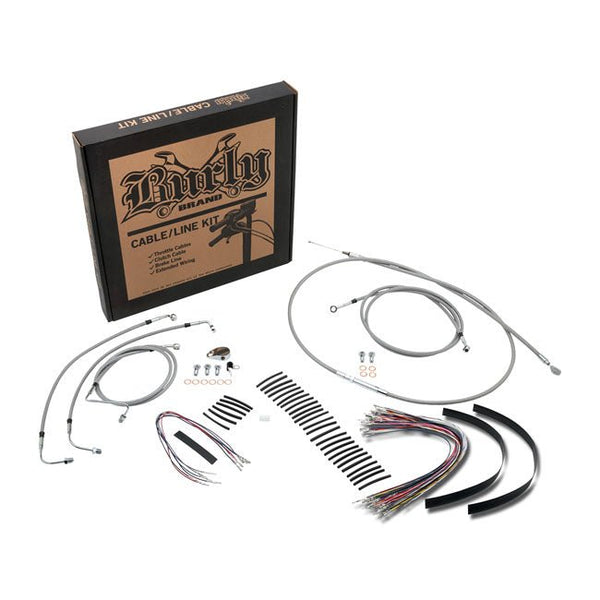 Burly Apehanger Cable/Line Kit for Touring 97-99 FLHR/C, FLT/C/R / Braided Stainless Steel / 14"