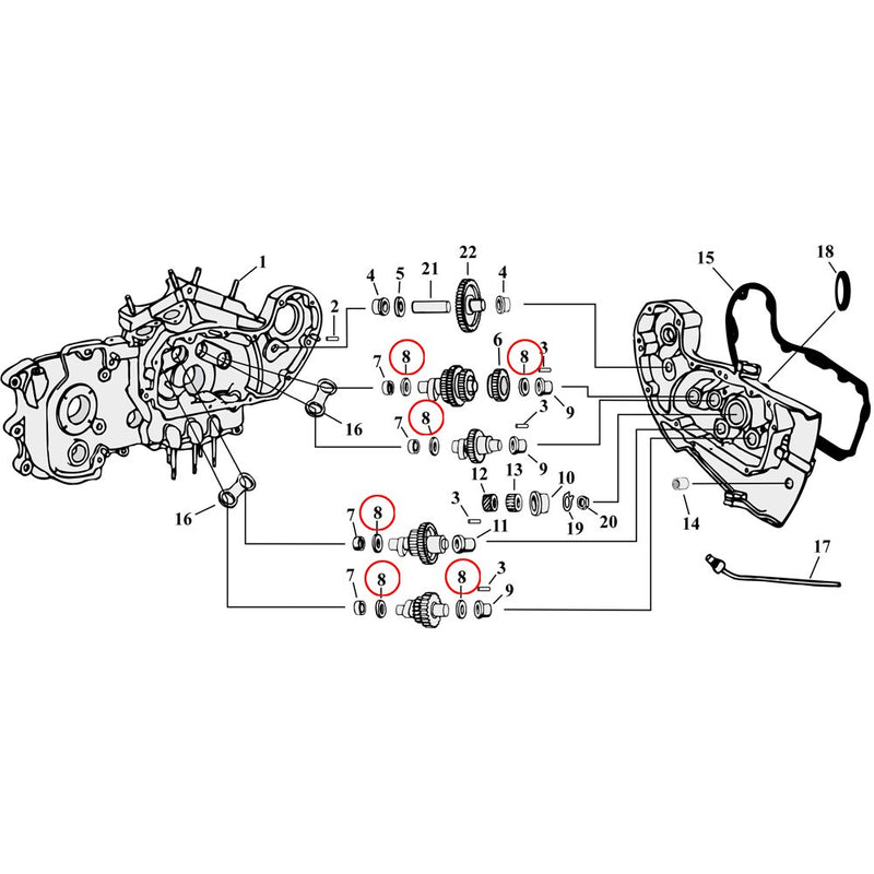 Diagrama de despiece de la leva / tapa para Harley Sportster 54-90