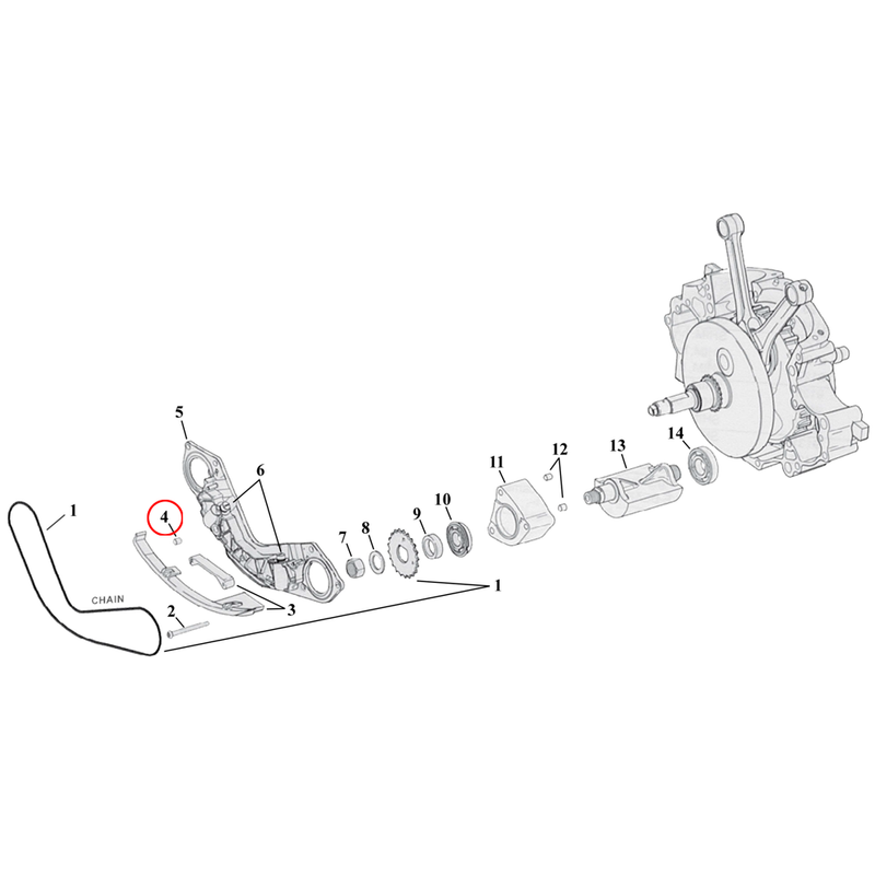 Crankcase Balancer Parts Diagram Exploded View for Harley Twin Cam Softail 4) 00-17 TCB. Cometic oil seal, balance support interconnect. Replaces OEM: 45359-00