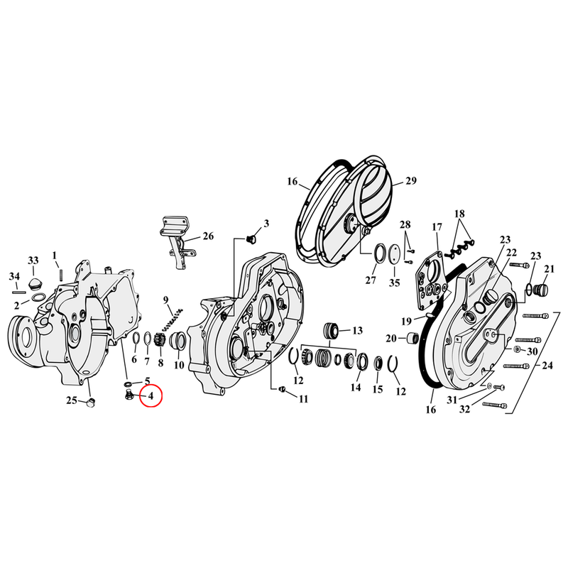 Crankcase Parts Diagram Exploded View for 54-76 Harley Sportster 4) 67-up XL. Drain plug. Magnetic, hex style. 1/2"-20. Replaces OEM: 60348-68B