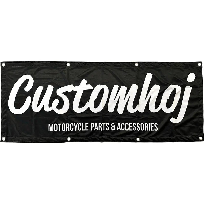 Customhoj Script Motorcycle Shop Banner Black / White