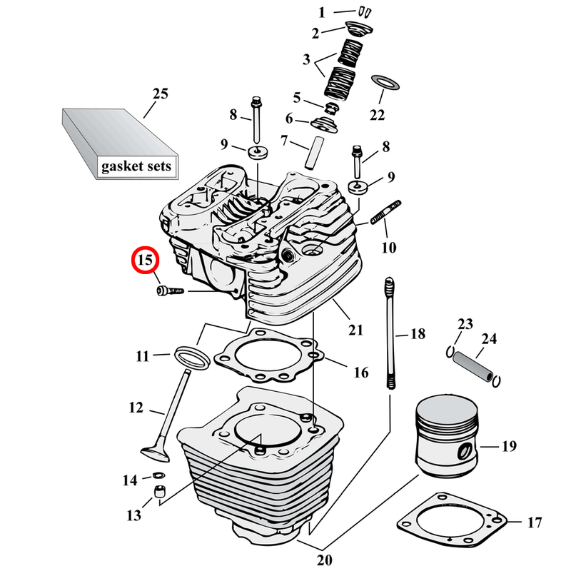 Cylinder Parts Diagram Exploded View for Harley Evolution Big Twin 15) 84-99 Big Twin. Allen bolt (set of 5). Replaces OEM: 3275