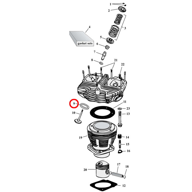 Cylinder Parts Diagram Exploded View for Harley Shovelhead