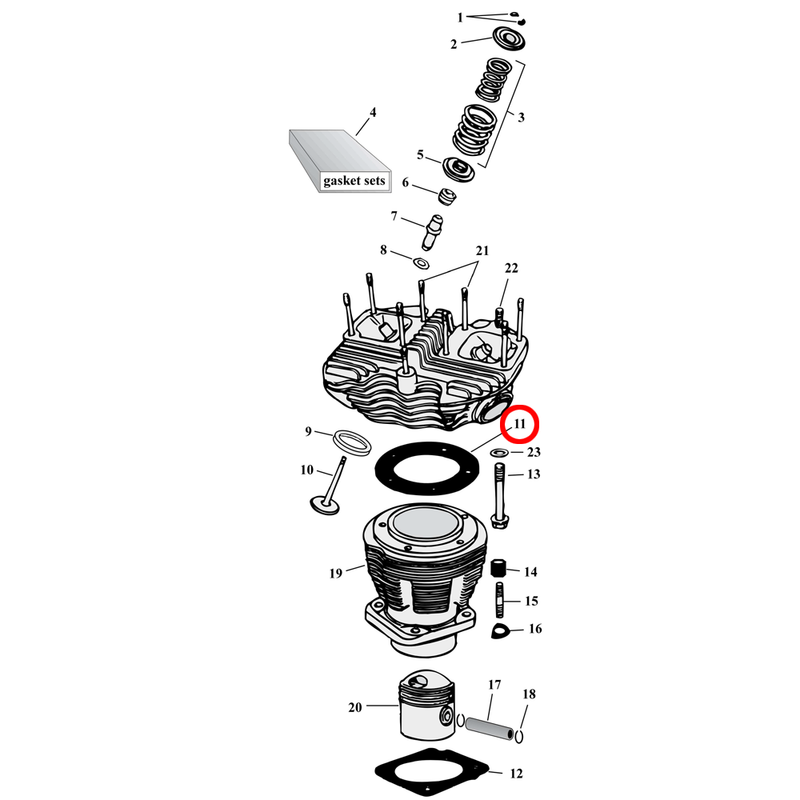 Cylinder Parts Diagram Exploded View for Harley Shovelhead