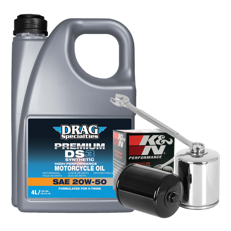 Drag Specialties Service Kit Synthetic Oils & Filter for Harley Sportster 1984-2022 / Chrome