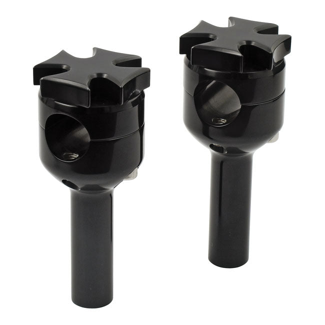 Flat Maltese Cross Handlebar Risers Black / 4" (10.1cm)