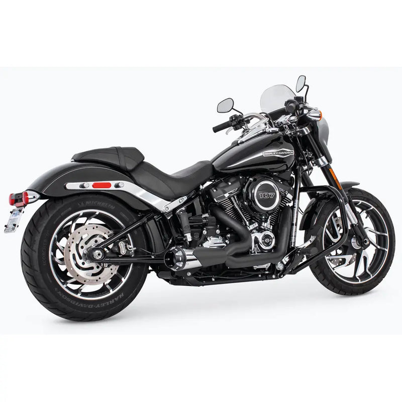 Freedom Performance Shorty American Outlaw 2-into-1 Exhaust for Harley 18-25 Softail (read note) / Black/Chrome / Sculpted Black  - Customhoj