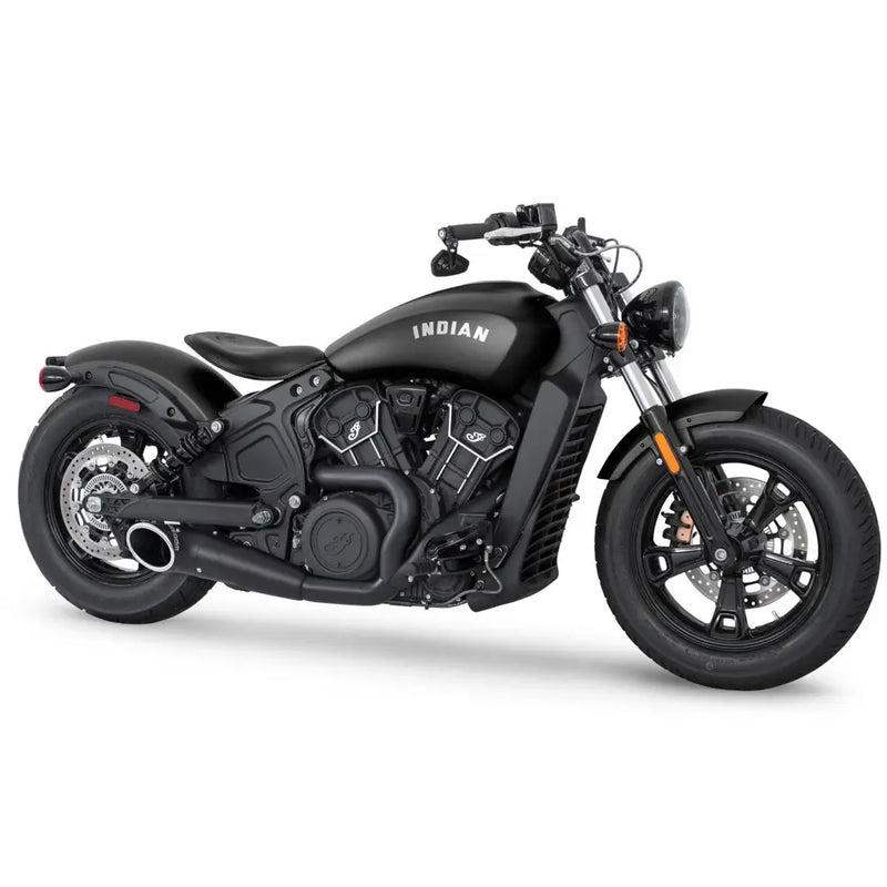 Freedom Performance Shorty Turn Out Slash Cut 2-into-1 Exhaust for Indian 15-24 Scout / Black / Sculpted Black  - Customhoj