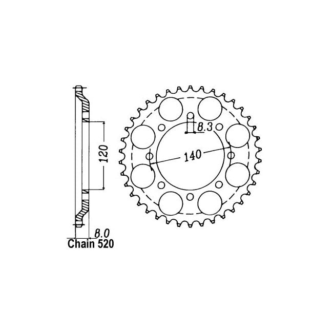 JT Sprockets Rear Sprocket Kawasaki KL600A1,B1/4 (KLR600) 84-90 JT Rear Sprocket for Kawasaki Customhoj